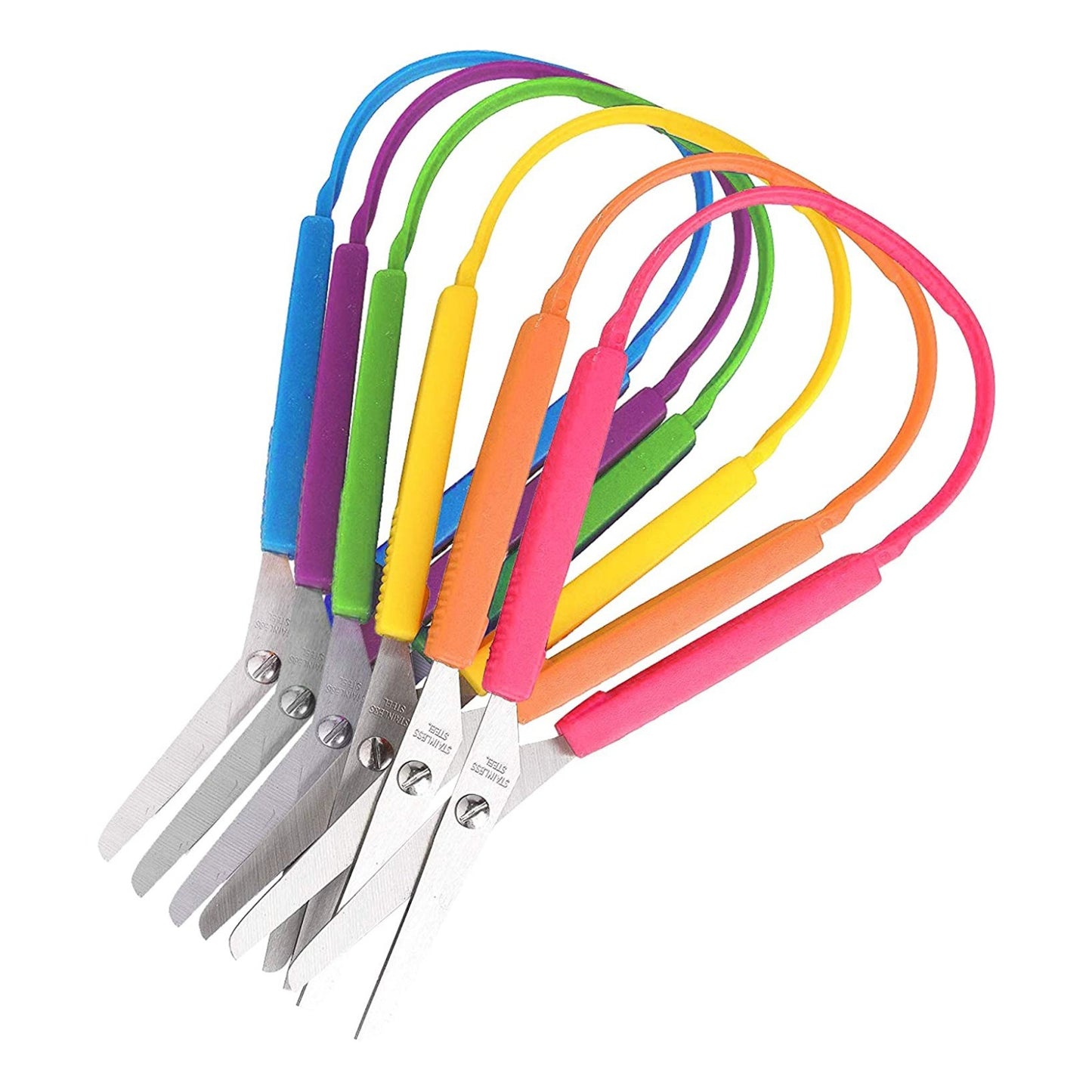 Large Loop Scissors for Kids and Adults 8" Inches (6-Pack)