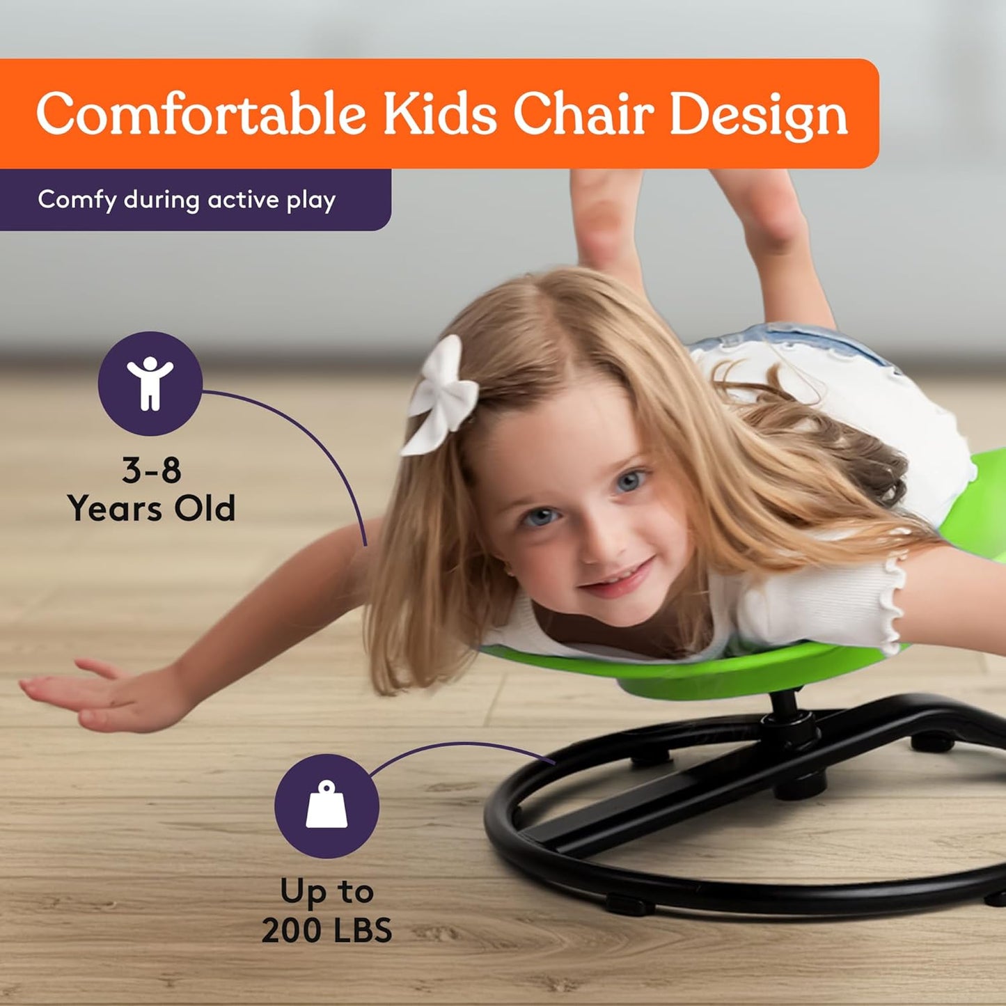 Special Supplies Smile Spinning Chair for Kids- Versatile Kids Sit and Spin Sensory Chair for Training Body Coordination for Playroom, Bedroom, or Nursery