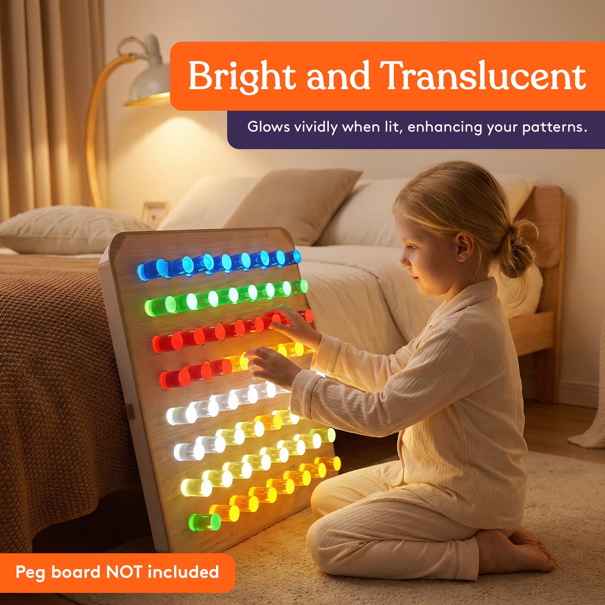 Special Supplies Set of 100 LED Light Peg Board Replacement Pieces for Kids LED Peg Wall, Colorful Illuminated Pegs for Creative Play and STEM Learning- 1” x 4”