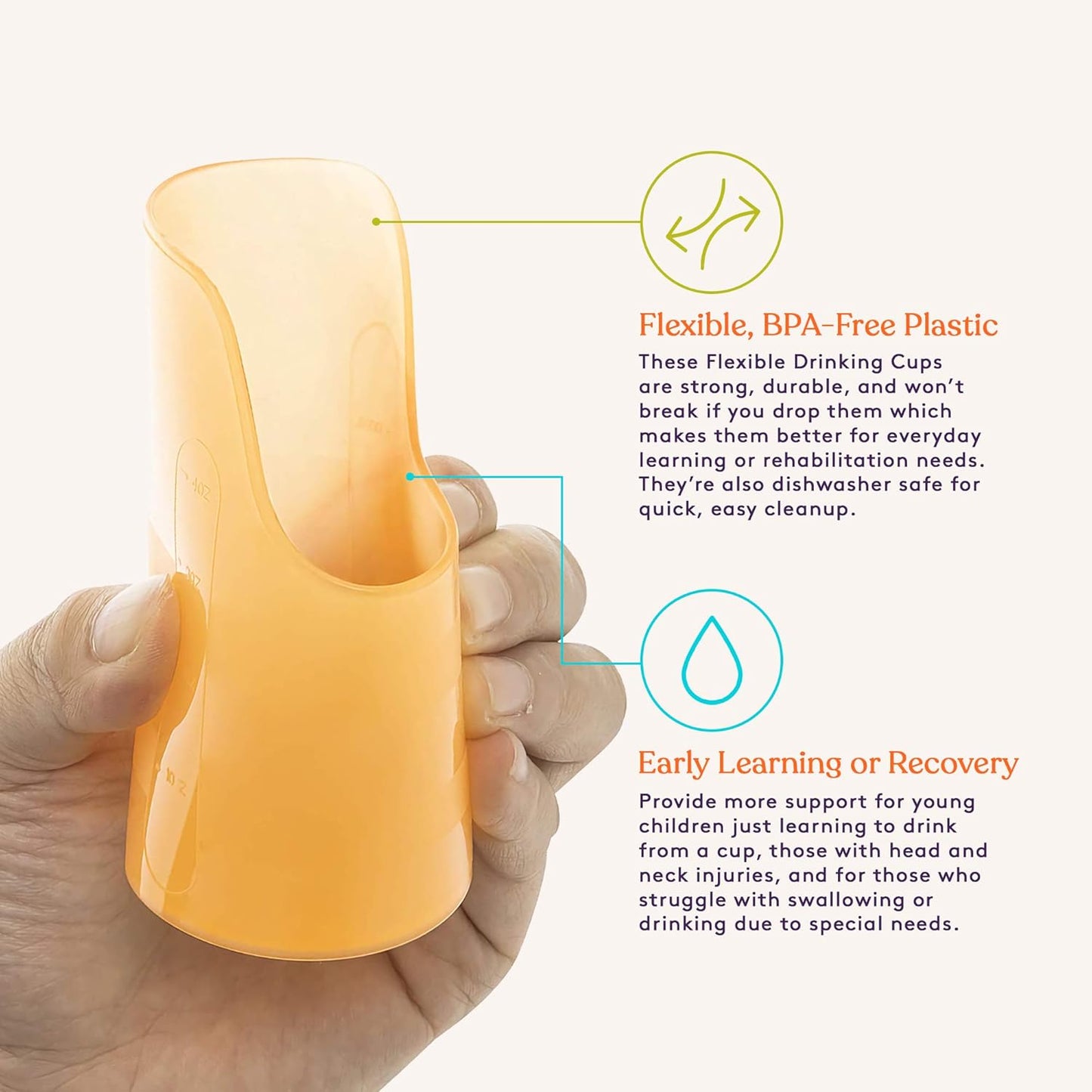 Special Supplies Pack of 10 Small Flexible Drinking Cups with Nose Mold Cutout for Physical Therapy, Recovery, and Rehabilitation, BPA-Free Drink Tumblers, 3 oz.