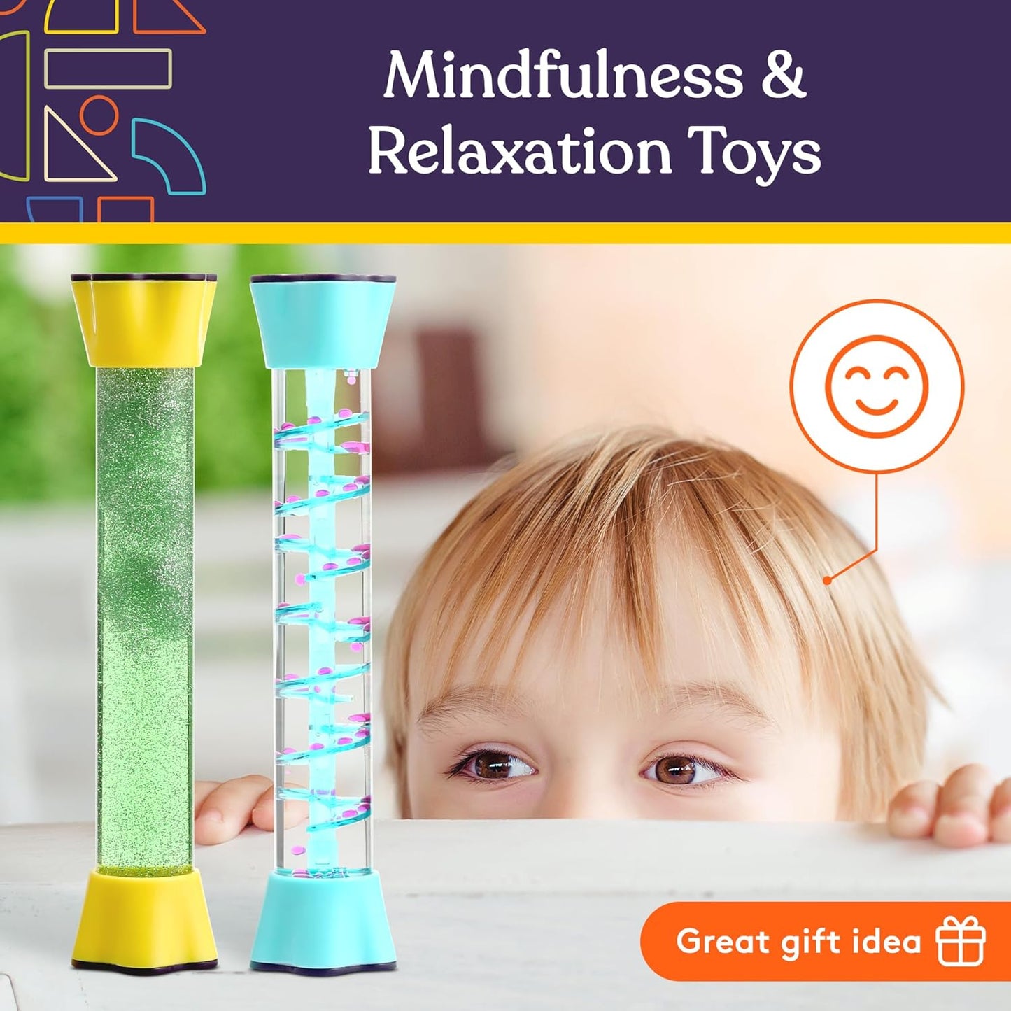 Liquid Motion Bubbler Toy Cool Tubes 5-Pack Colorful Hourglass Timer with Droplet Movement, Bedroom, Sensory Play, Cool Home or School