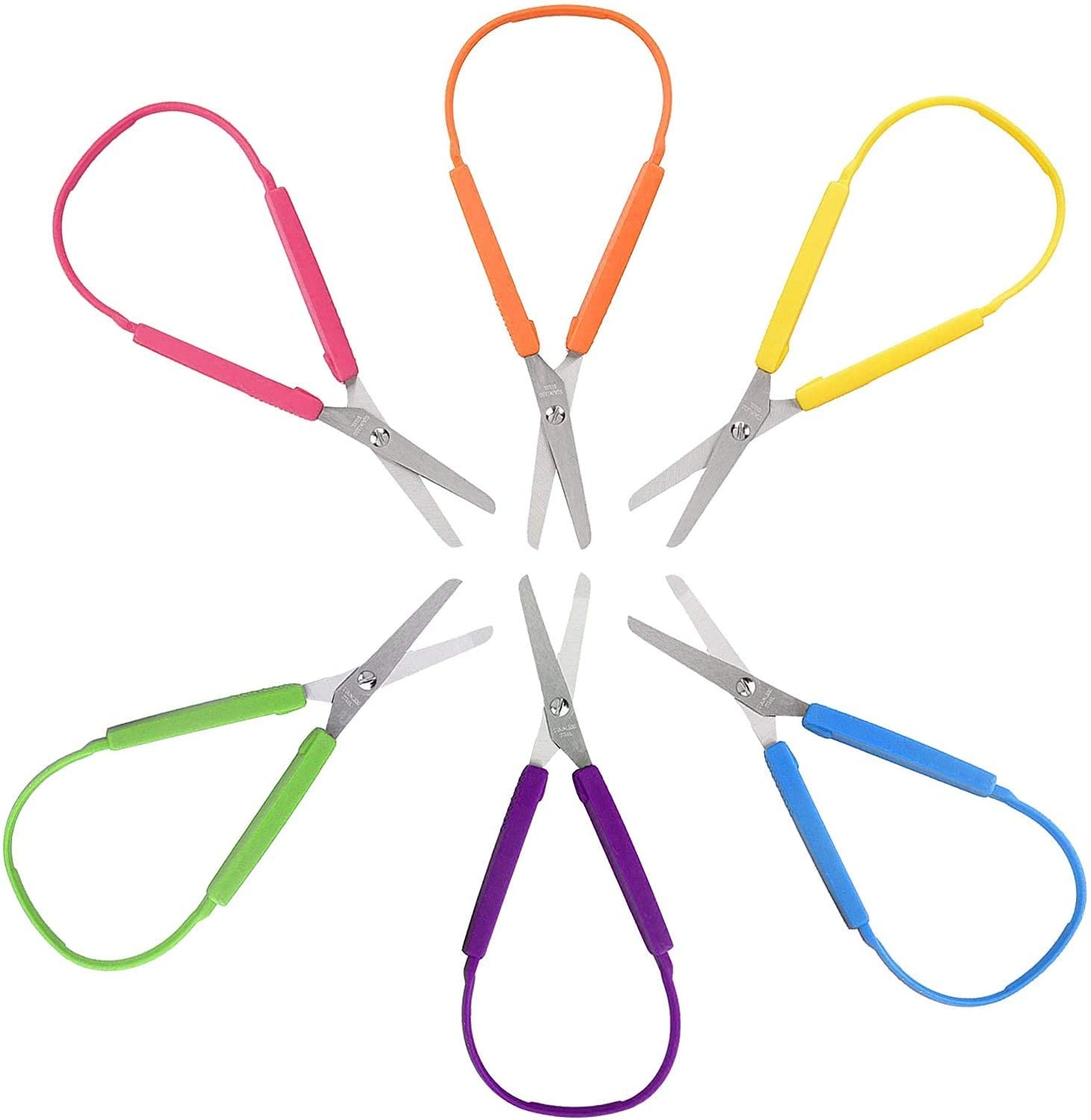 Large Loop Scissors for Kids and Adults 8" Inches (6-Pack)