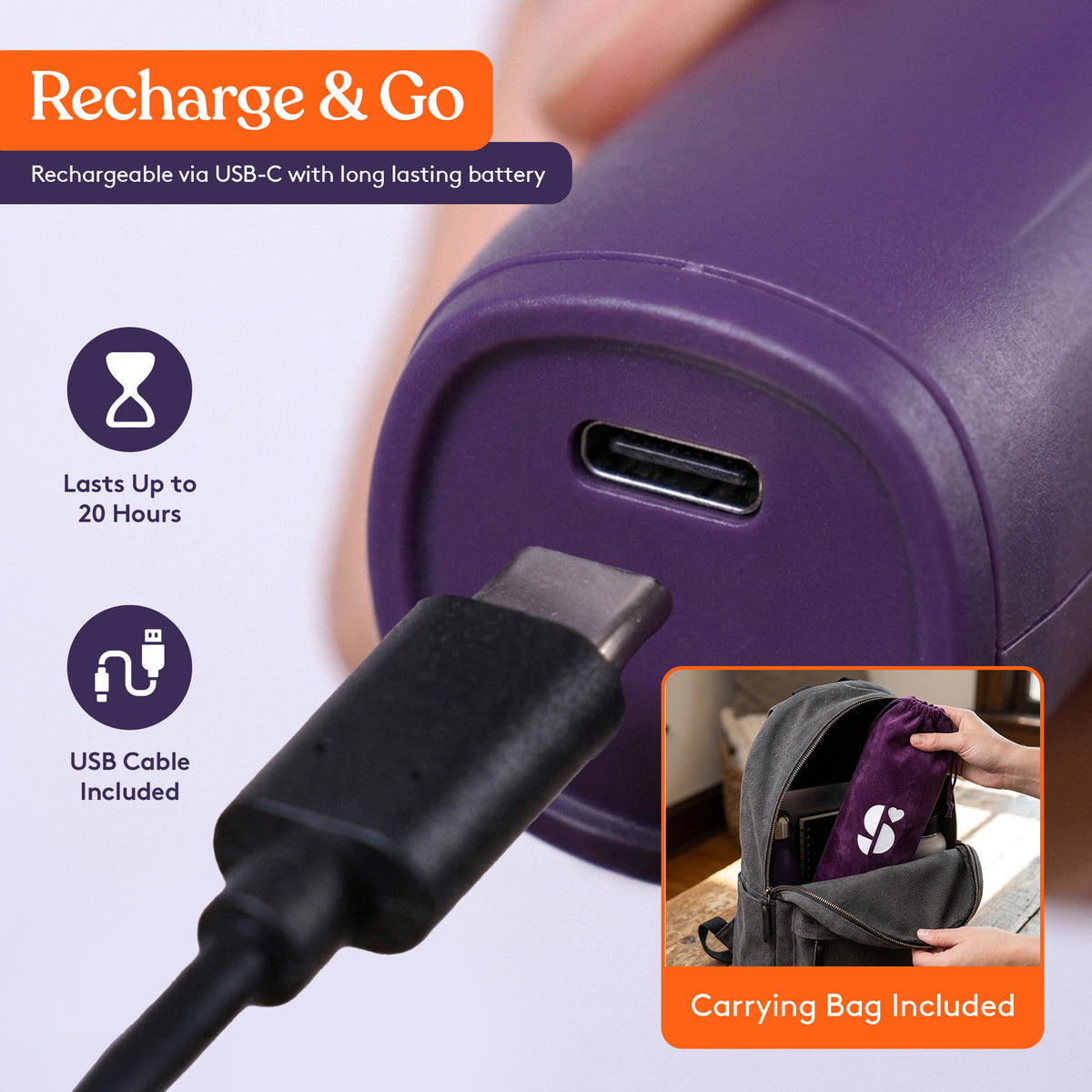 Special Supplies TheraVibe Point Massager, Rechargeable Handheld Targeted Massage- Vibration Massager with 6 Silicone Massage Tips, 3 Settings, USB Charging Cable and Travel Bag
