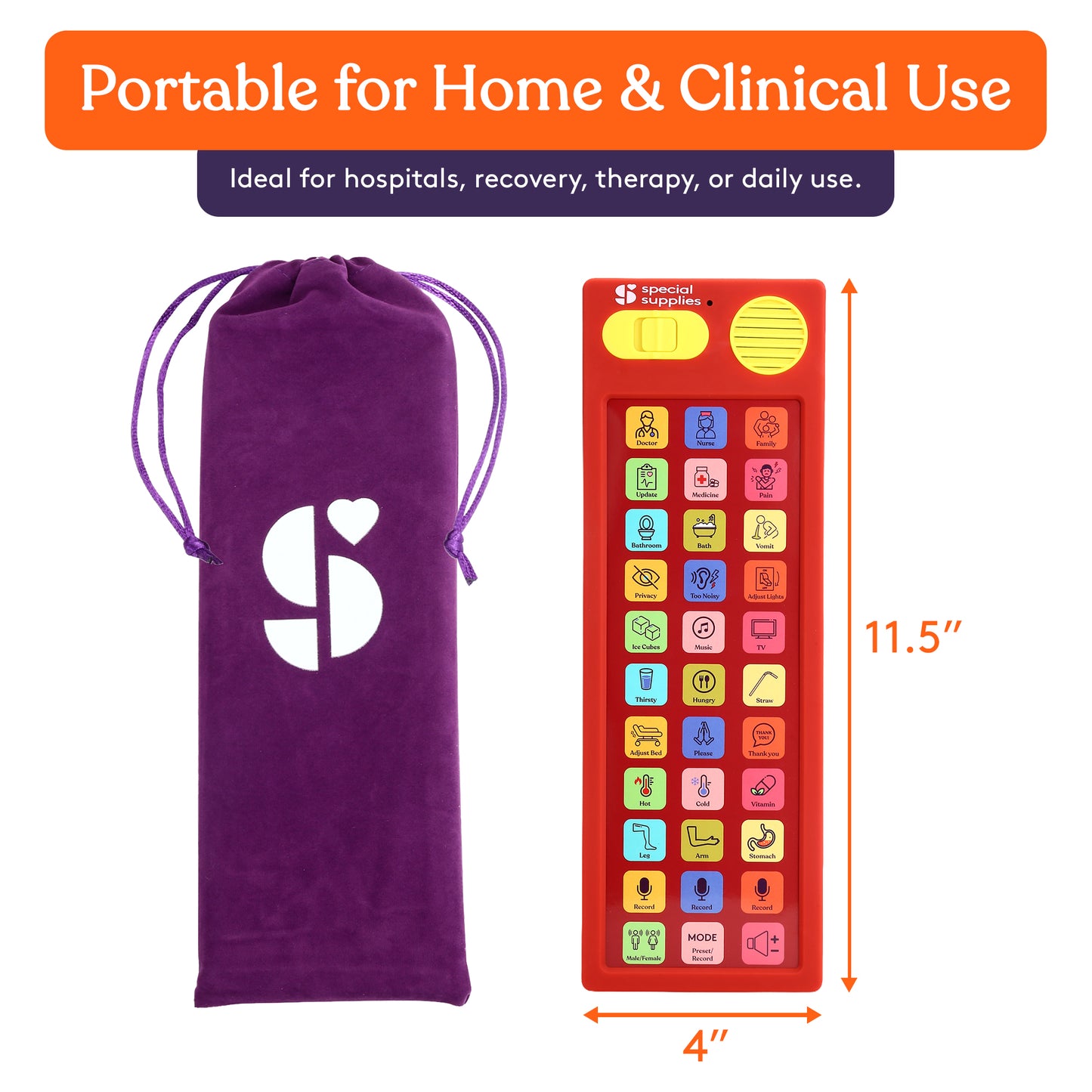 Medical Talker Buddy AAC Communication Device for Non-Verbal Patients, Kids & Adults – Hospital Bedside Speech Therapy Aid, Recordable Talking Device, Portable AAC for Medical, Clinical, Home & School Use