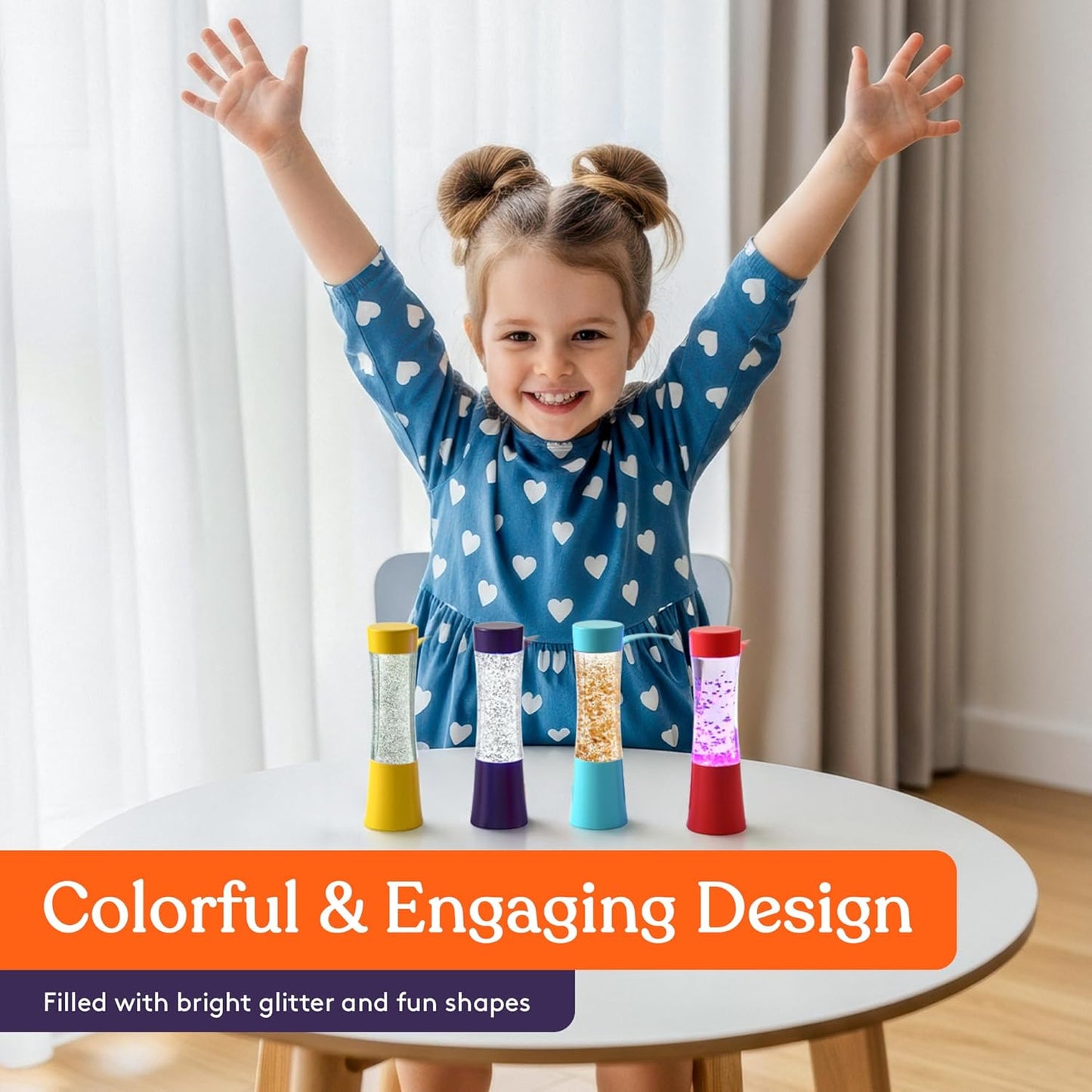 Special Supplies Light-Up Glitter Sensory Tubes – 4-Pack - Liquid Motion Timers for Stress Relief, Focus, and Relaxation - Colorful Calm Down Bottles for Kids and Adults - Leakproof, Ages 3+