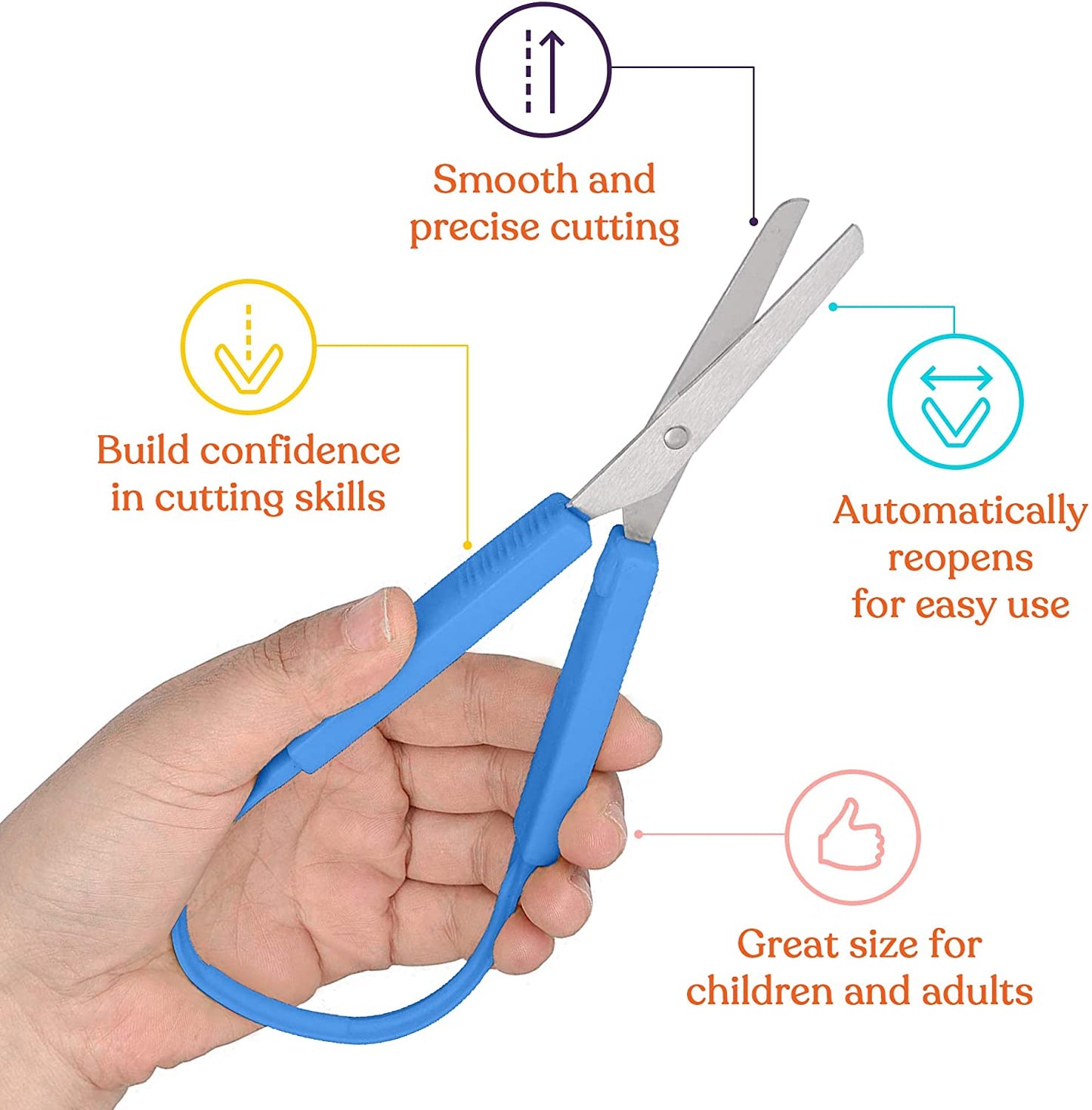 Large Loop Scissors for Kids and Adults 8" Inches (6-Pack)