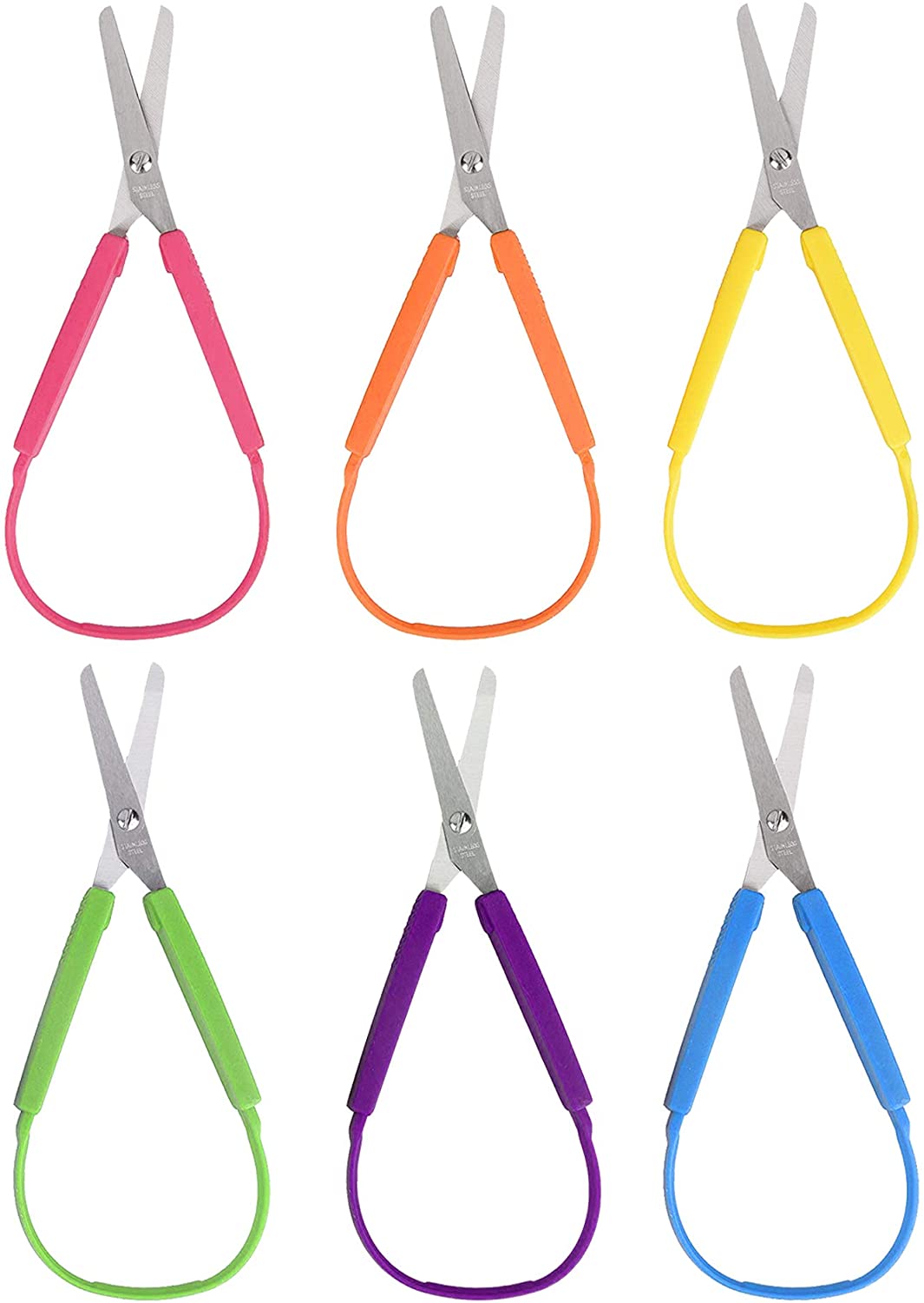 Large Loop Scissors for Kids and Adults 8" Inches (6-Pack)