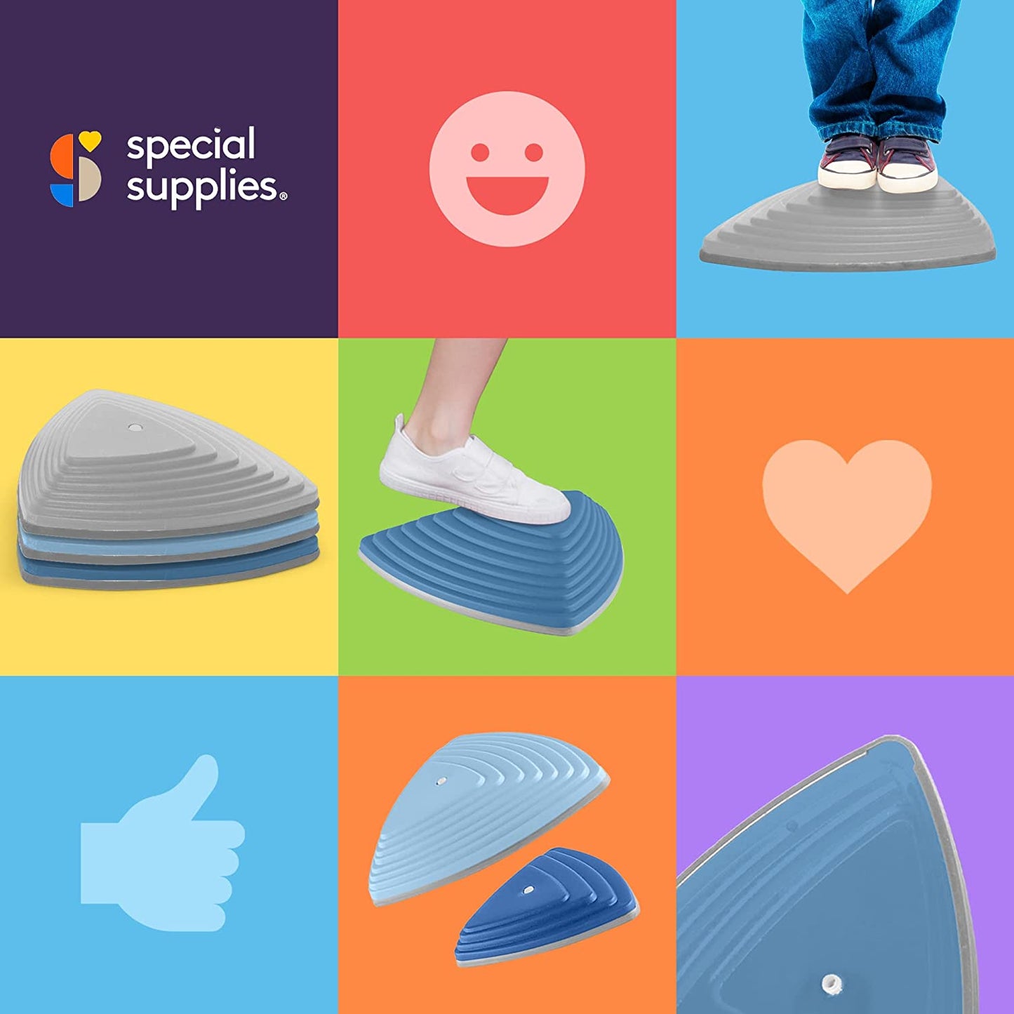 Special Supplies 10 Stepping Stones for Kids Indoor and Outdoor Balance Blocks Promote Coordination, Balance Strength Child Safe Rubber, Non-Slip Edging