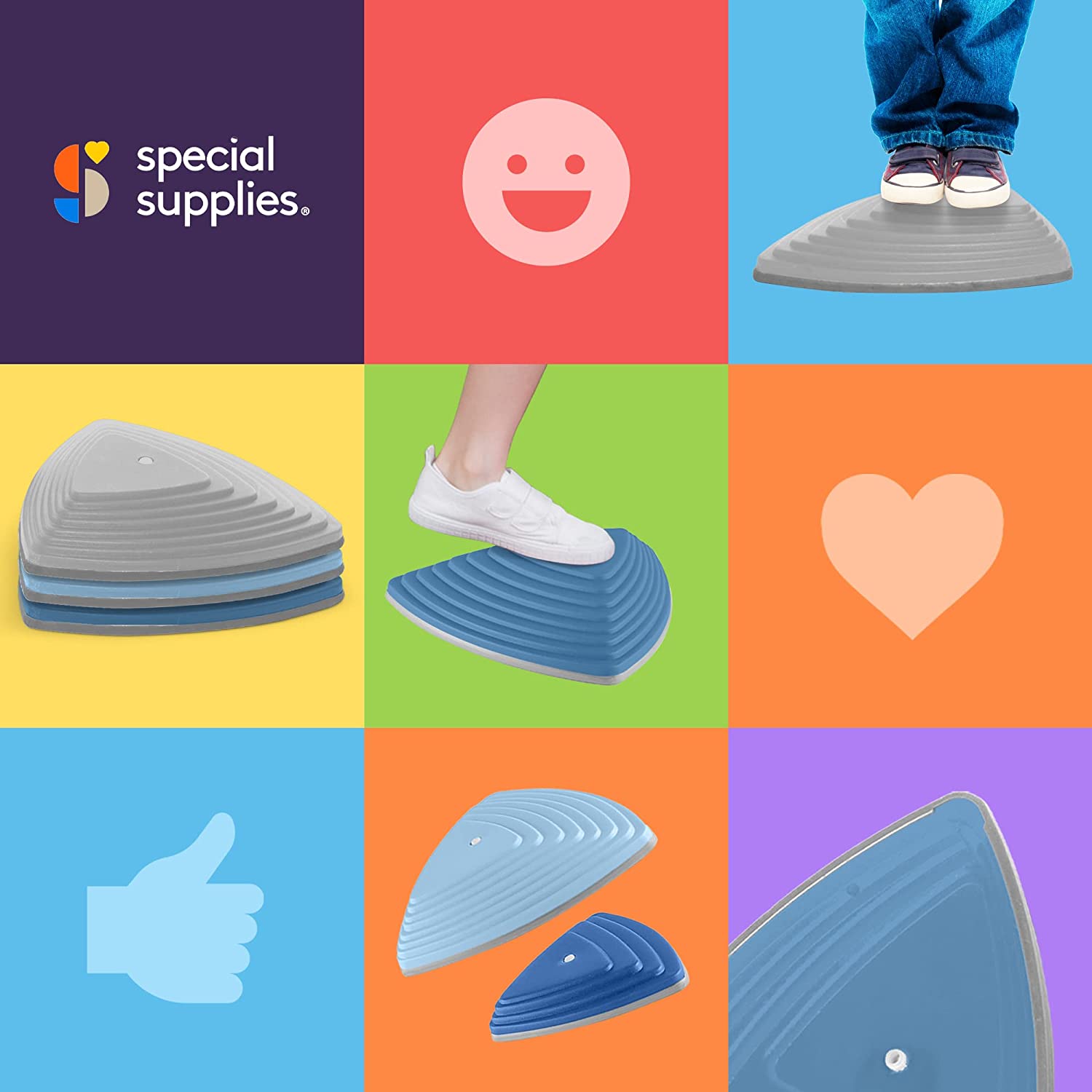 Special Supplies 10 Stepping Stones for Kids Indoor and Outdoor Balance Blocks Promote Coordination, Balance Strength Child Safe Rubber, Non-Slip Edging