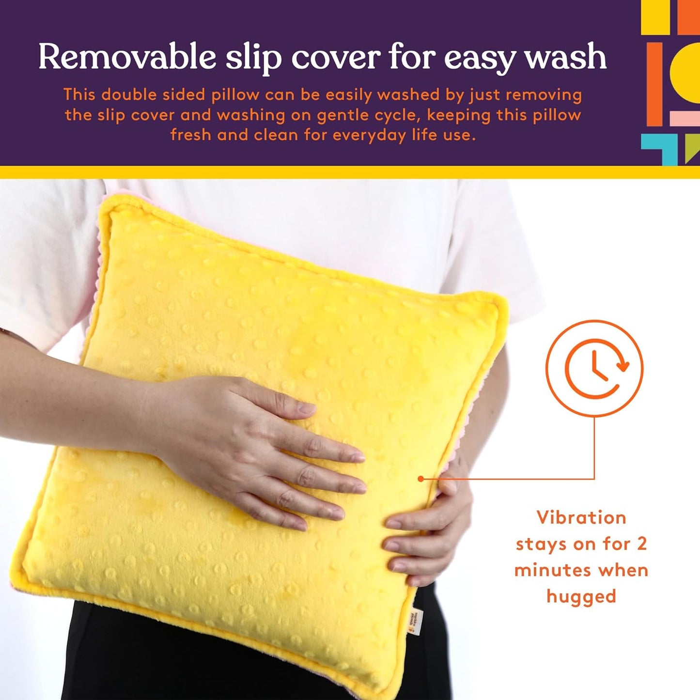 Sensory Vibrating Pillow - Pink & Yellow