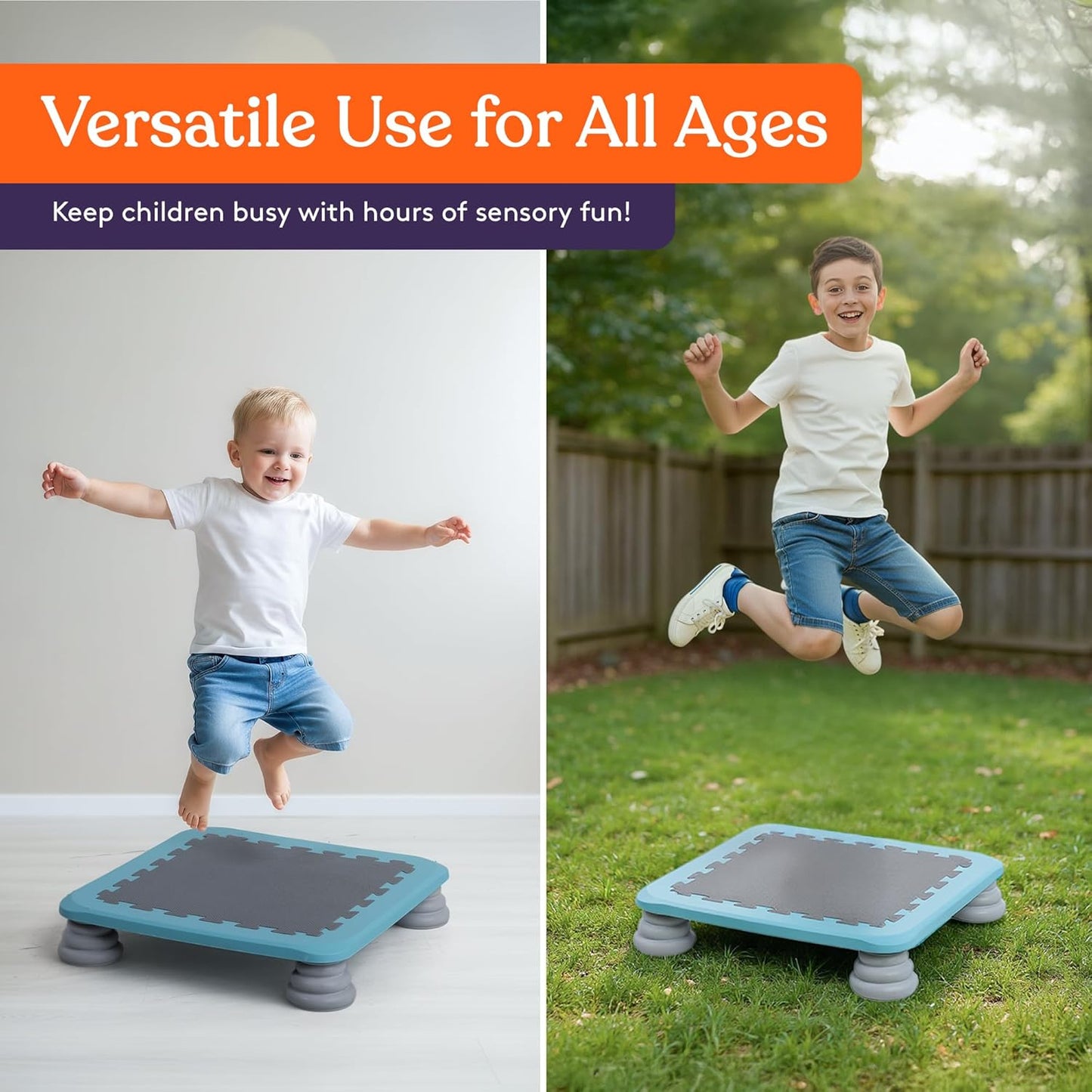 Special Supplies Kids Trampoline Rebounder Bouncing Board – Sensory Balance and Bounce Toy for Indoor and Outdoor Kids Toys - Outdoor Play Equipment