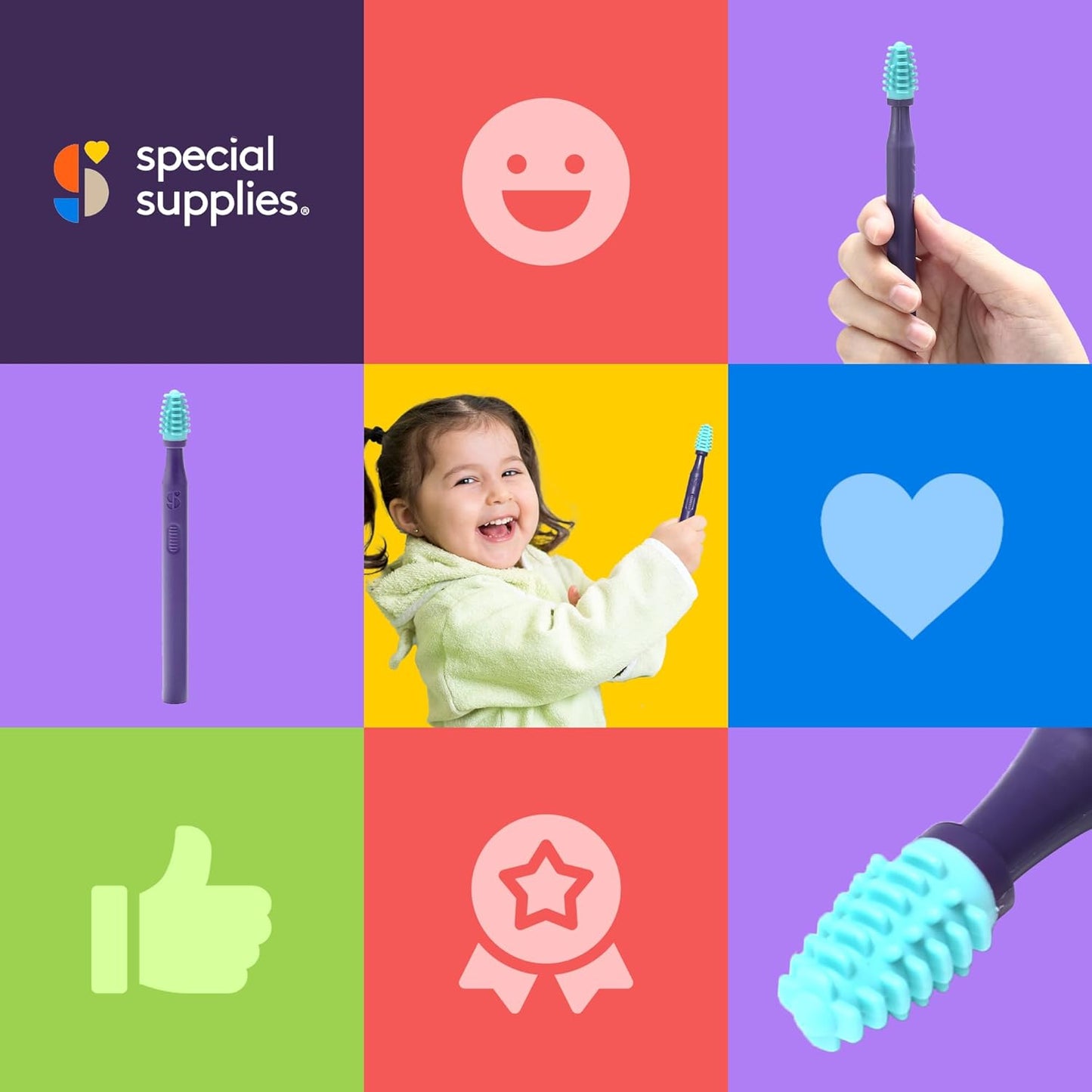 Special Supplies Sensory Mouth Brush and Oral Stimulation Tool for Kids and Adults, Wake Up Mouth for Desensitization, Soft, Flexible, Textured Silicone