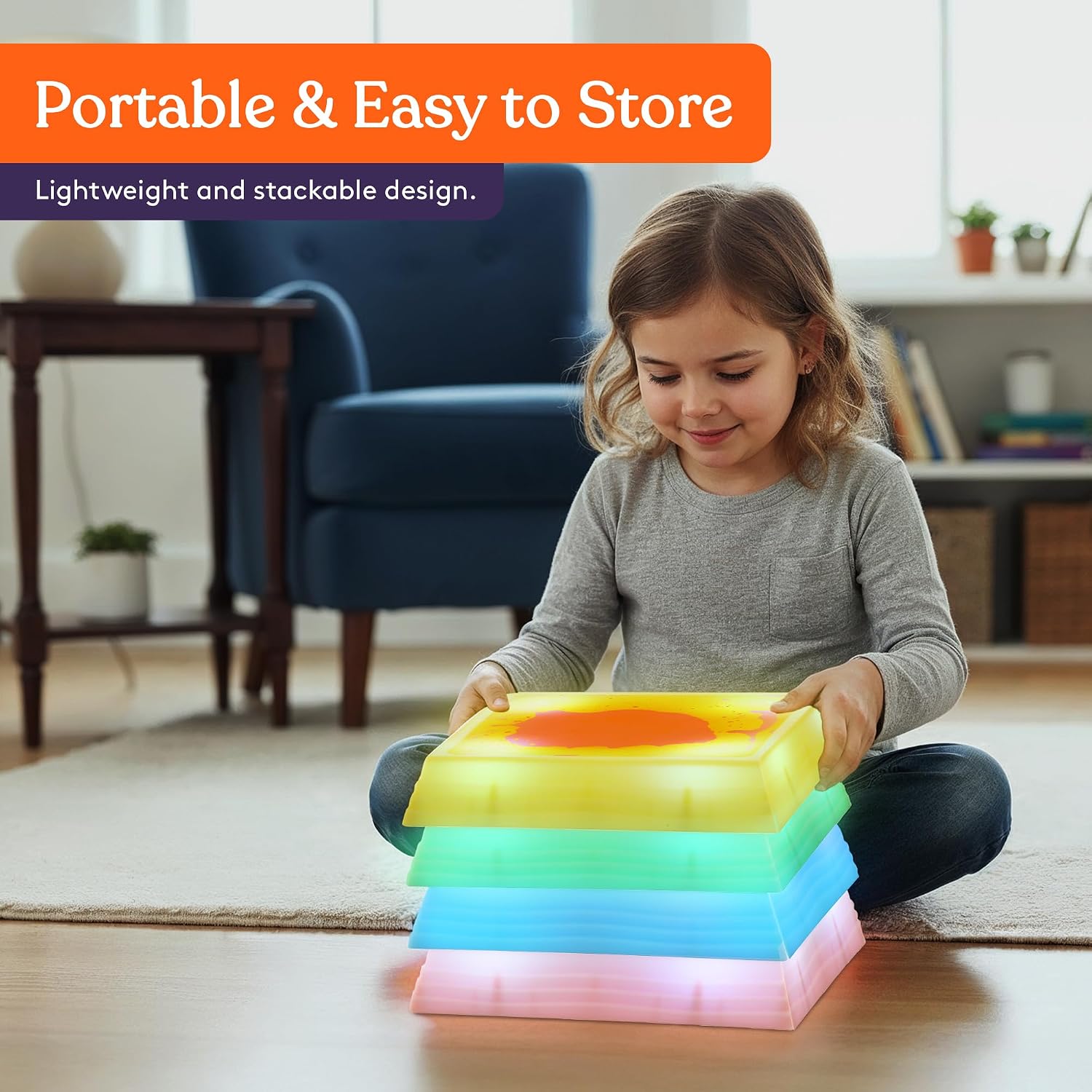 Special Supplies Liquid Gel LED Stepping Stones for Kids - Light-Up Circle Balance Blocks - Promote Coordination, Balance, Strength for Toddlers & Children - Durable Non-Slip Rubber, Safe Indoor & Outdoor Play - 4 Pack