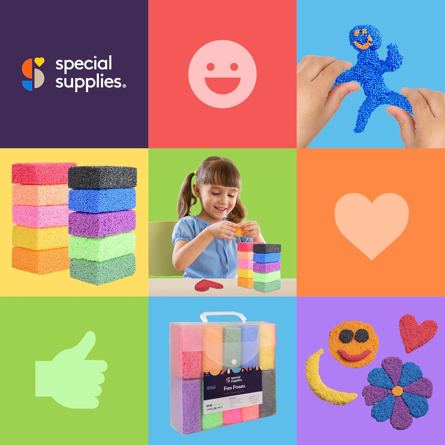 FUN FOAM Modeling Foam Beads Play Kit (10 Blocks)