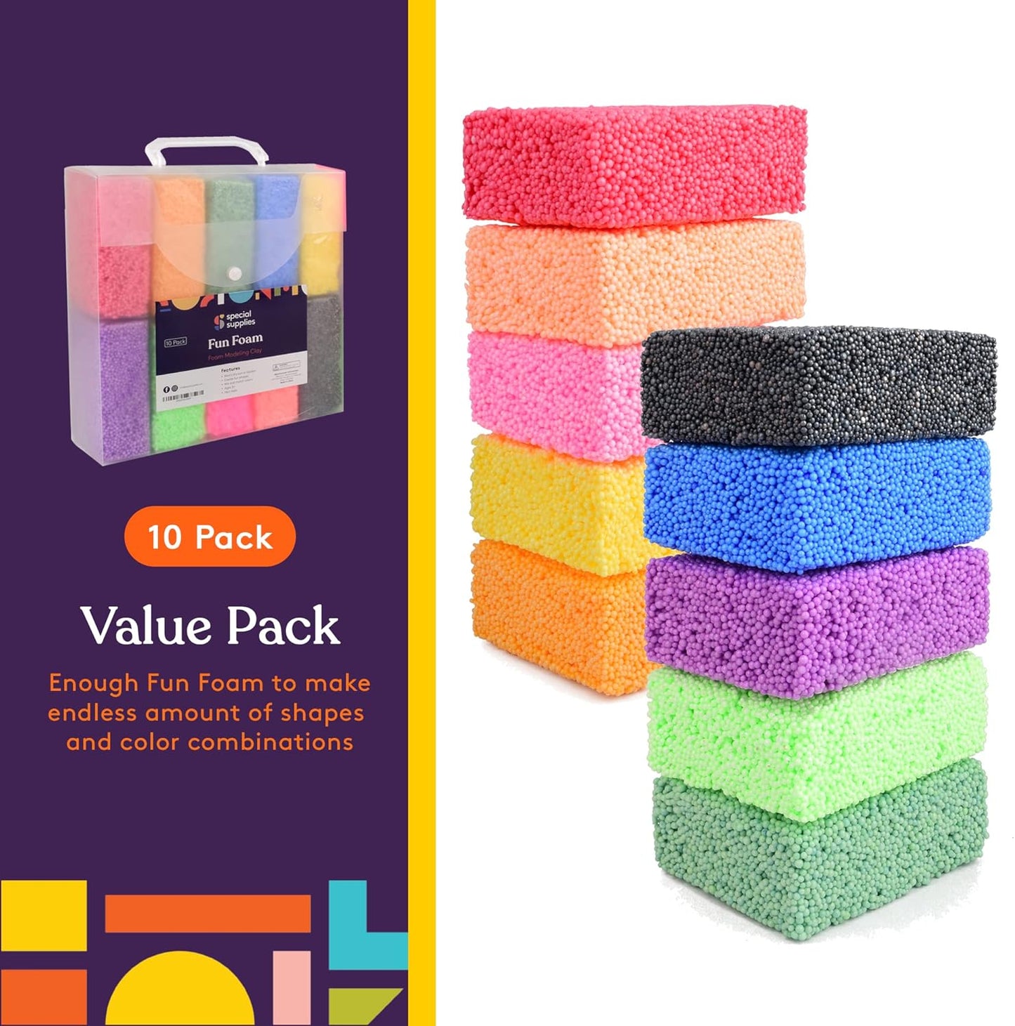 FUN FOAM Modeling Foam Beads Play Kit (10 Blocks)