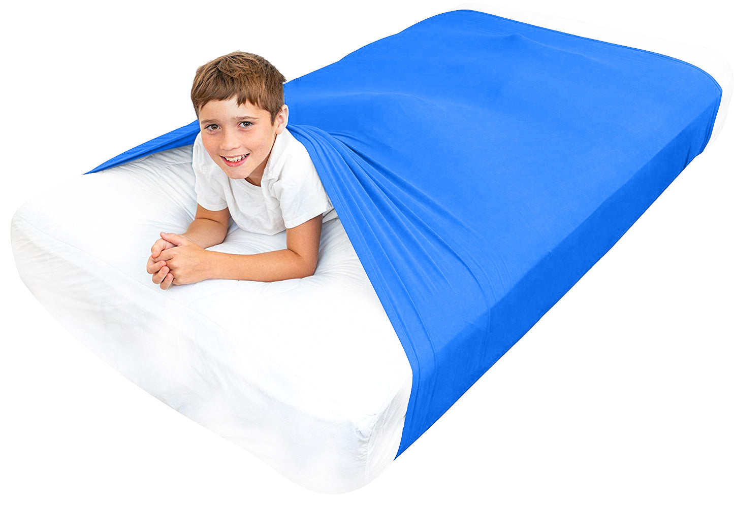 Sensory Bed Sheet for Kids Compression Alternative to Weighted Blankets - Blue