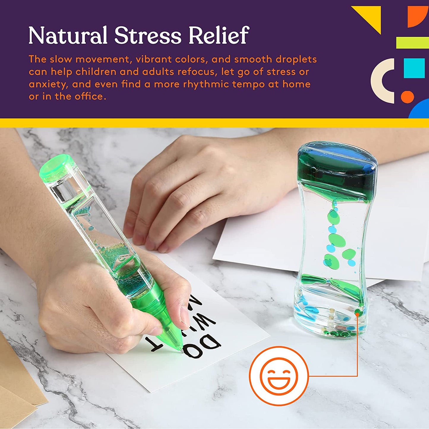 Special Supplies Liquid Motion Bubbler Toy Timer and Pen Combo (Set of 6) Colorful Hourglass Timer with Droplet Movement, Bedroom, Kitchen, Bathroom Sensory Play, Cool Home or Desk Décor