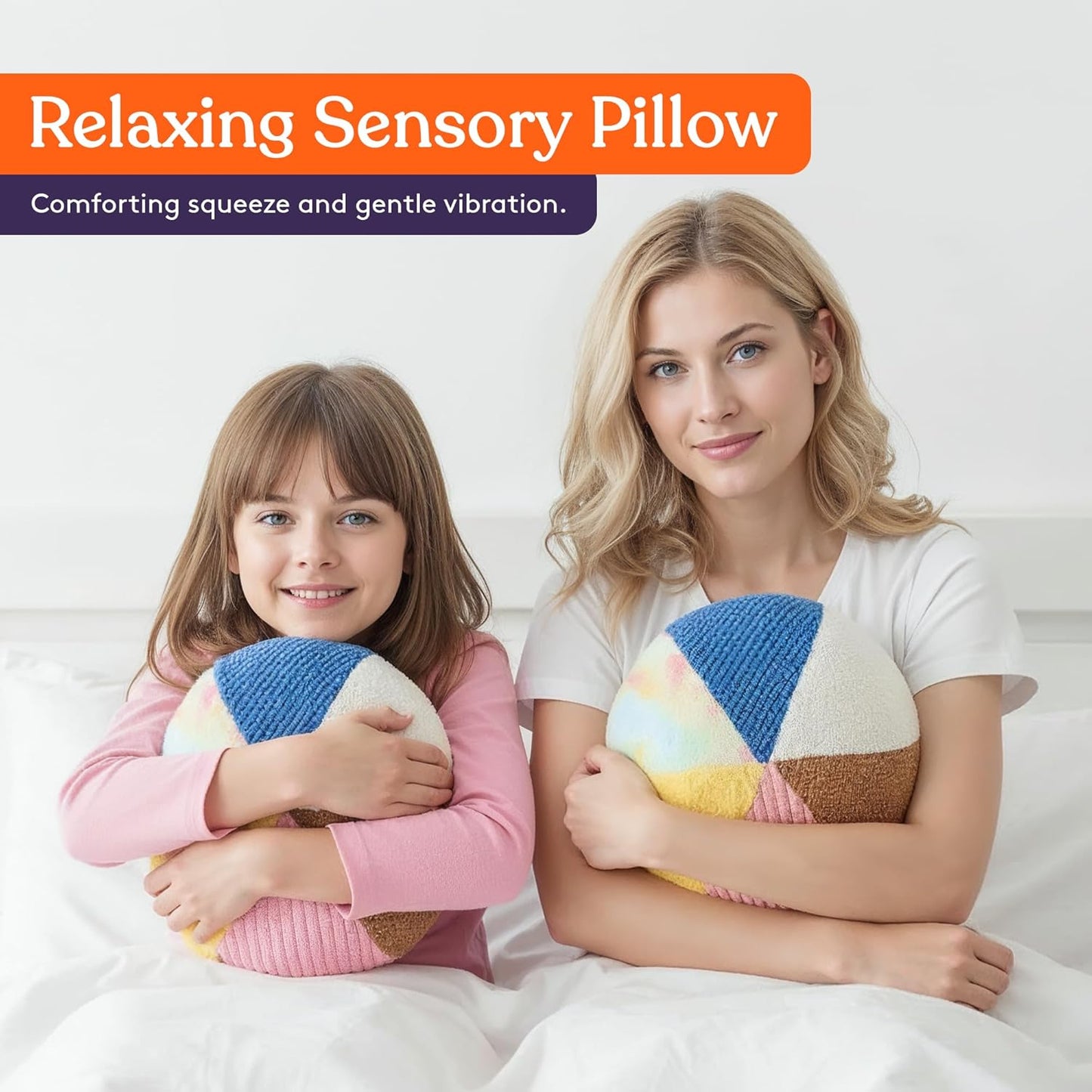 Special Supplies Vibrating Pillow Sensory Pressure Activated Calm for Kids and Adults, 14” Plush Minky Soft Cover with Textured Therapy Stimulation Bumps- 3 Vibration Modes, Music & Voice Recording