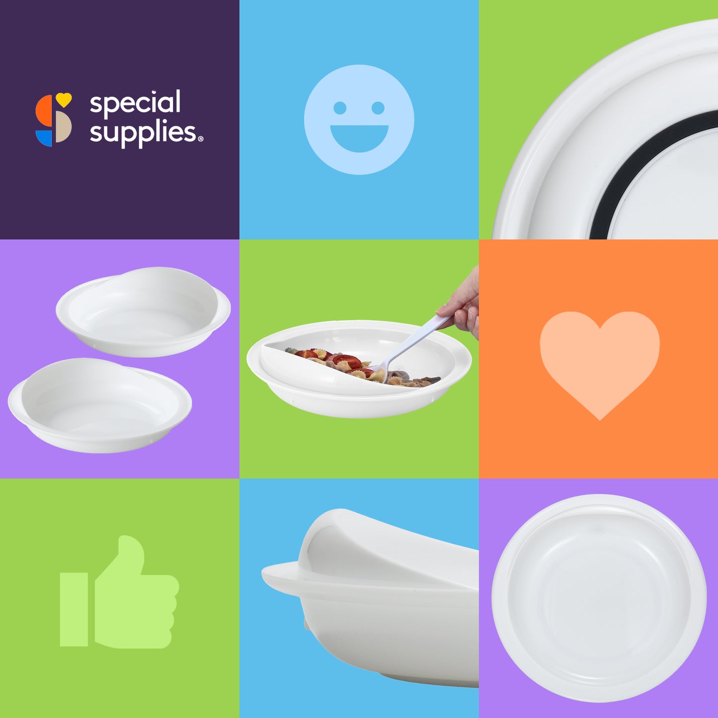 Spill-Proof Scoop Plates – White (2 Pack)