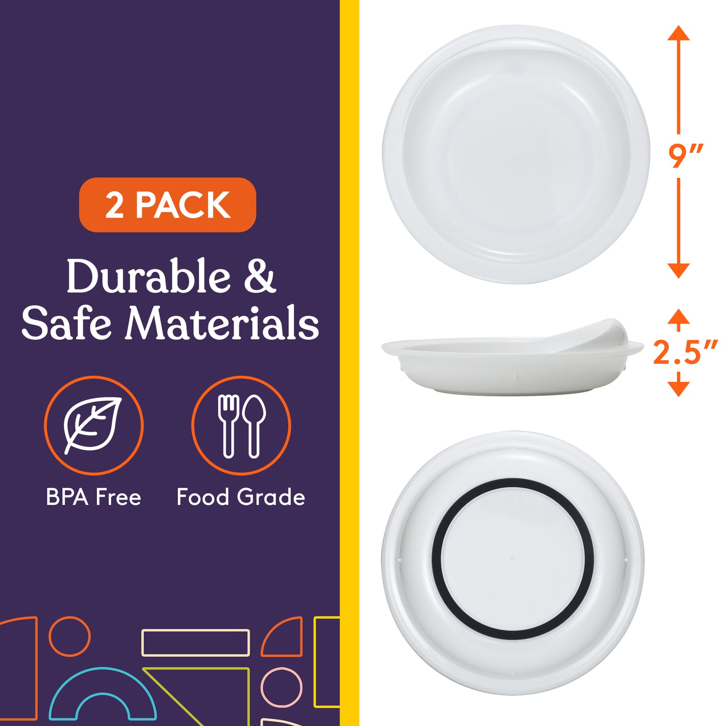 Spill-Proof Scoop Plates – White (2 Pack)