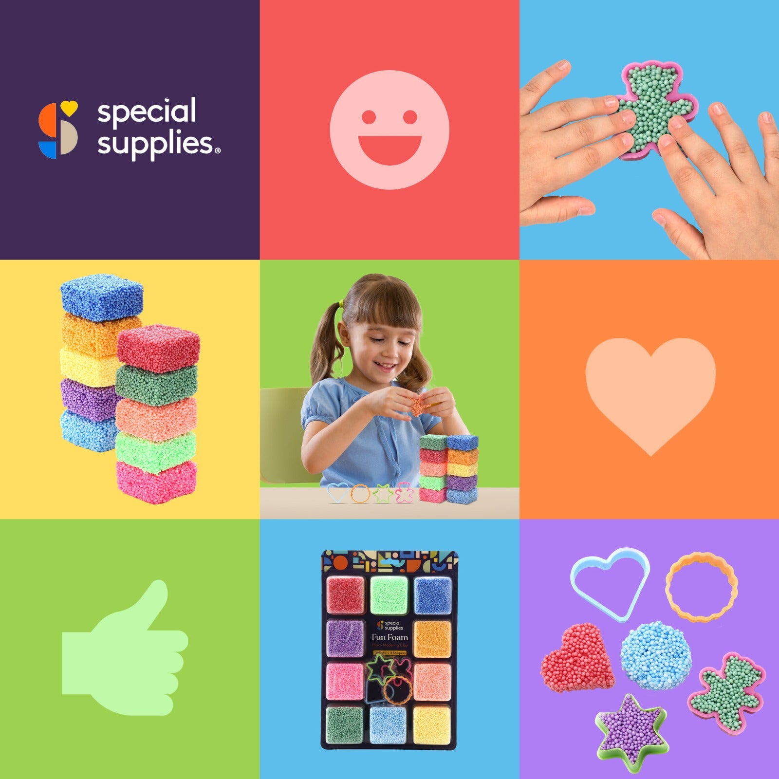 Fun Foam Modeling Foam Beads Play Kit ( 10 Blocks)- 4 Shapes