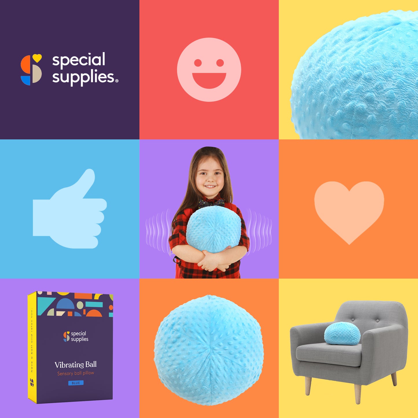 Sensory Vibrating Ball Pillow with Music and Voice Recording