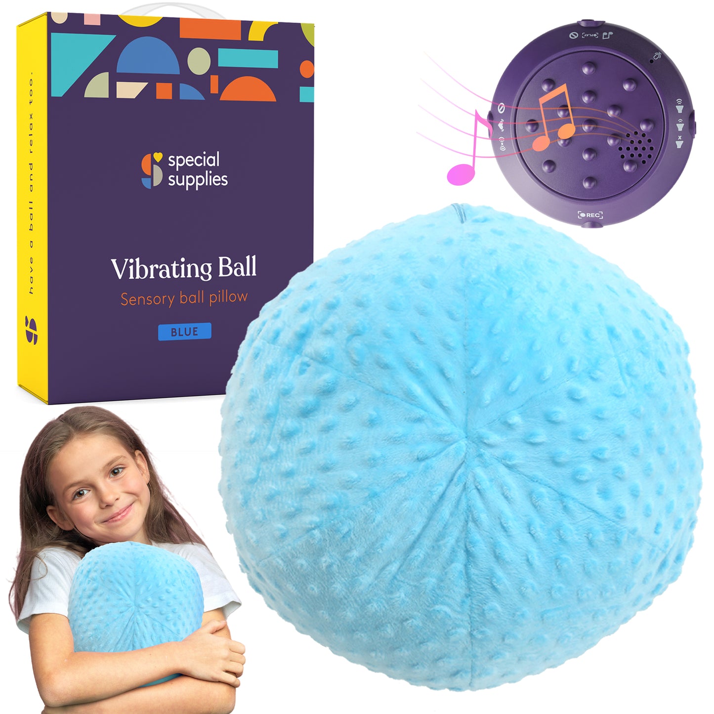 Sensory Vibrating Ball Pillow with Music and Voice Recording