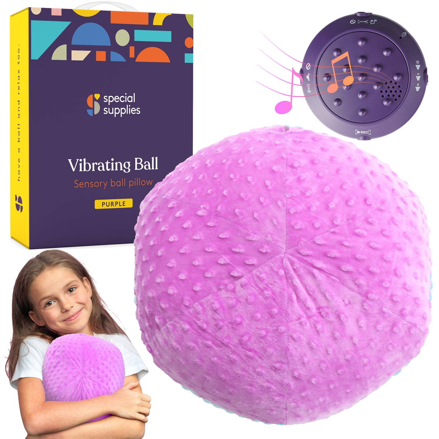 Sensory Vibrating Ball Pillow with Music and Voice Recording