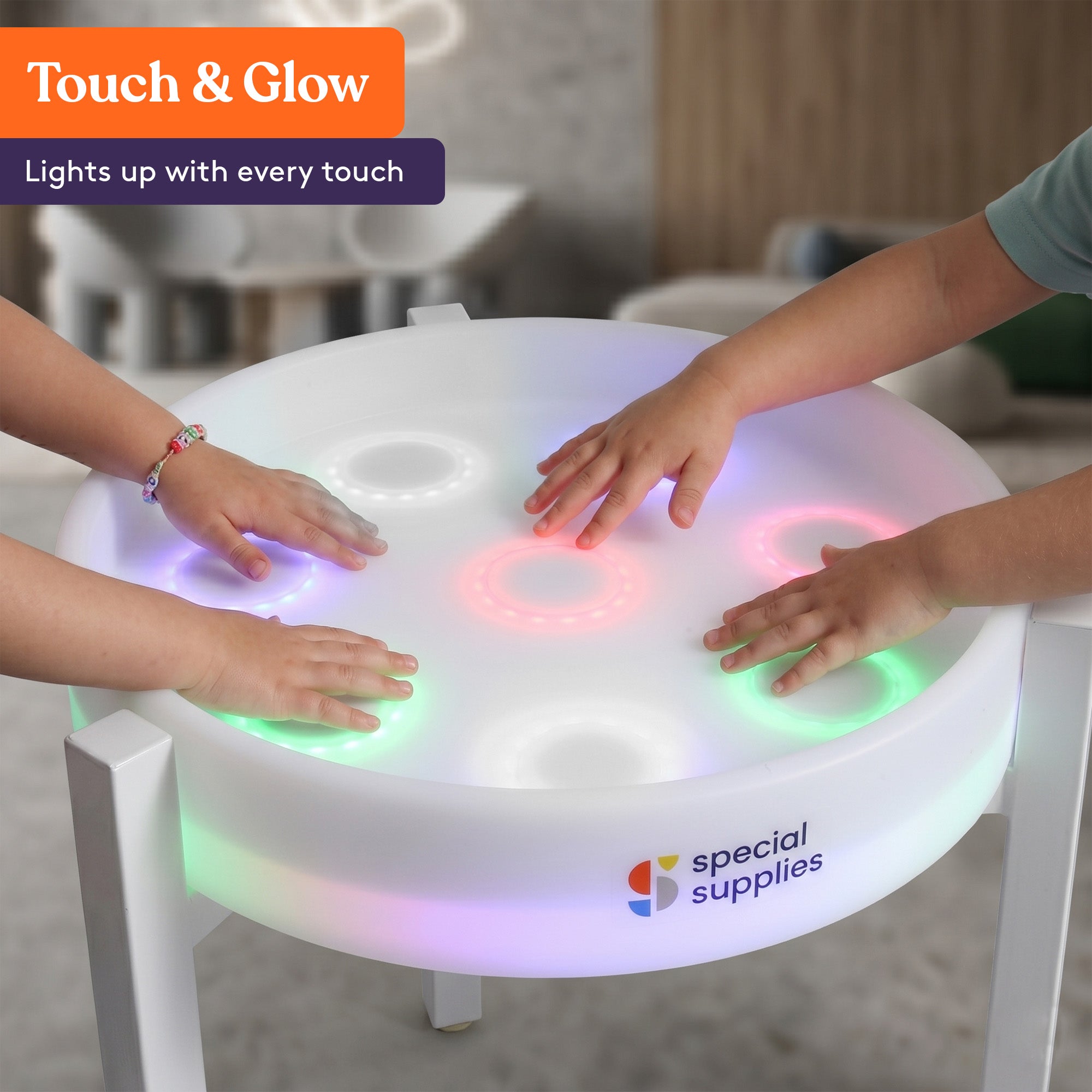 Special Supplies LED Light‑Up Table Set – Color Changing Glow Furniture, Mood Lighting, RGB LED Table for Sensory Play, Home and School