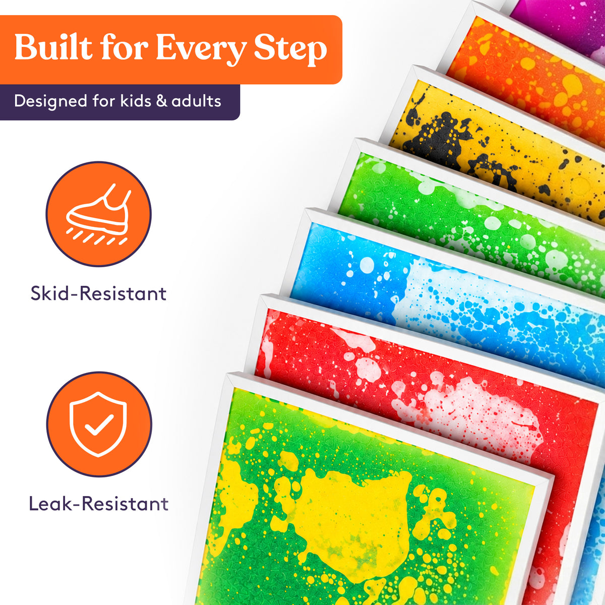 Square Floor Liquid Tiles for Kids, Set of 9
