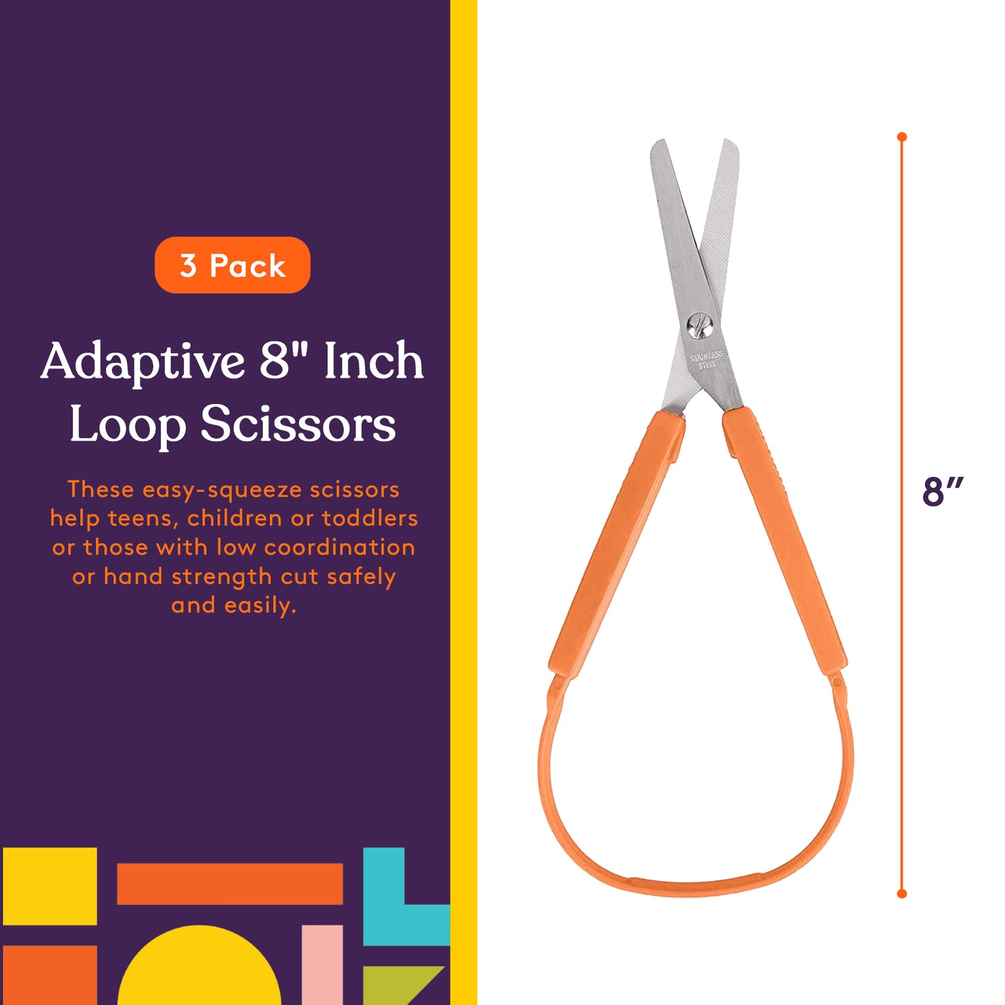 Large Loop Scissors 8" (3-Pack)