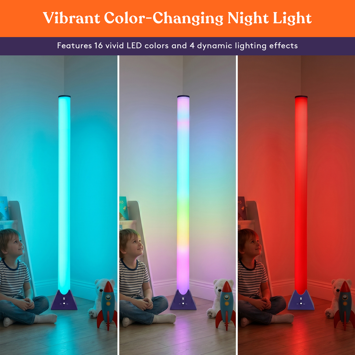 Special Supplies Sensory Light Lamp – 4 Foot Floor Standing Color Changing Nightlight with 11 LED Colors and Remote Control – Sensory Room Lighting for Kids and Adults