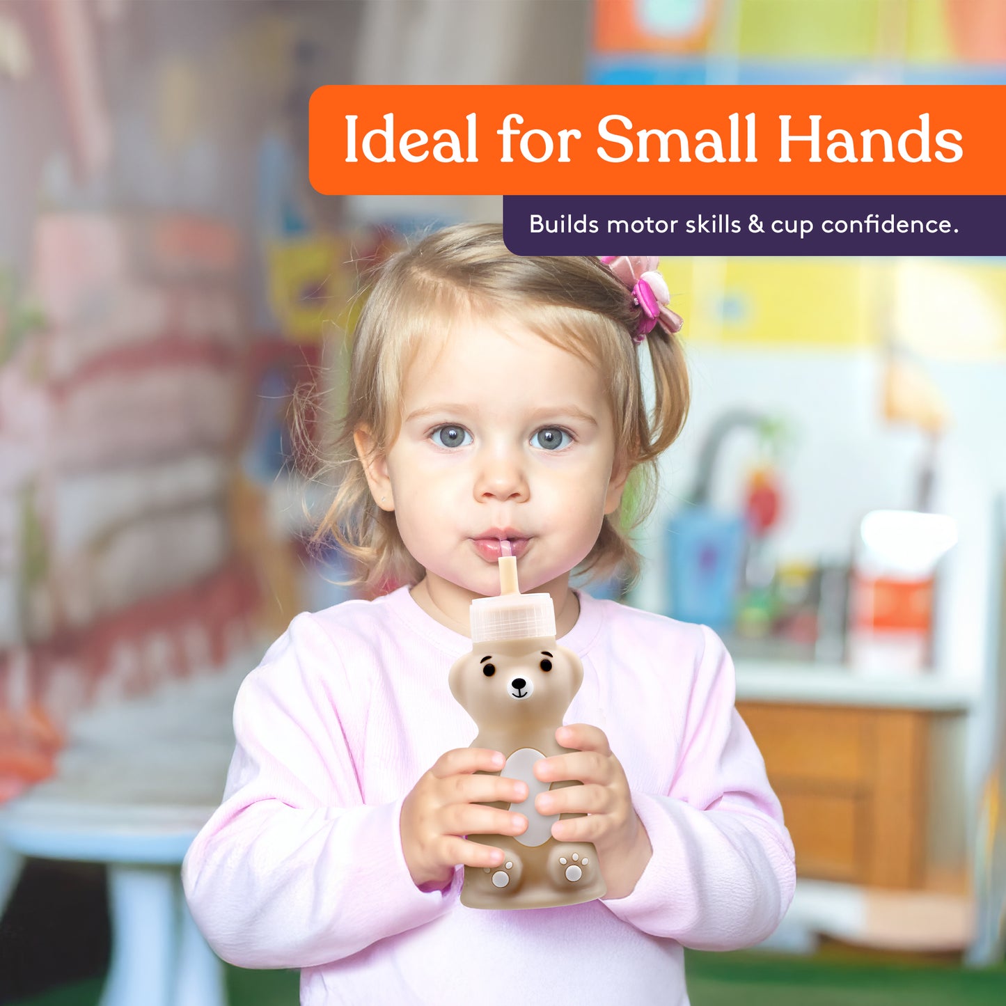 Honey Bear Straw Cup- BPA Free Silicone Training Cup