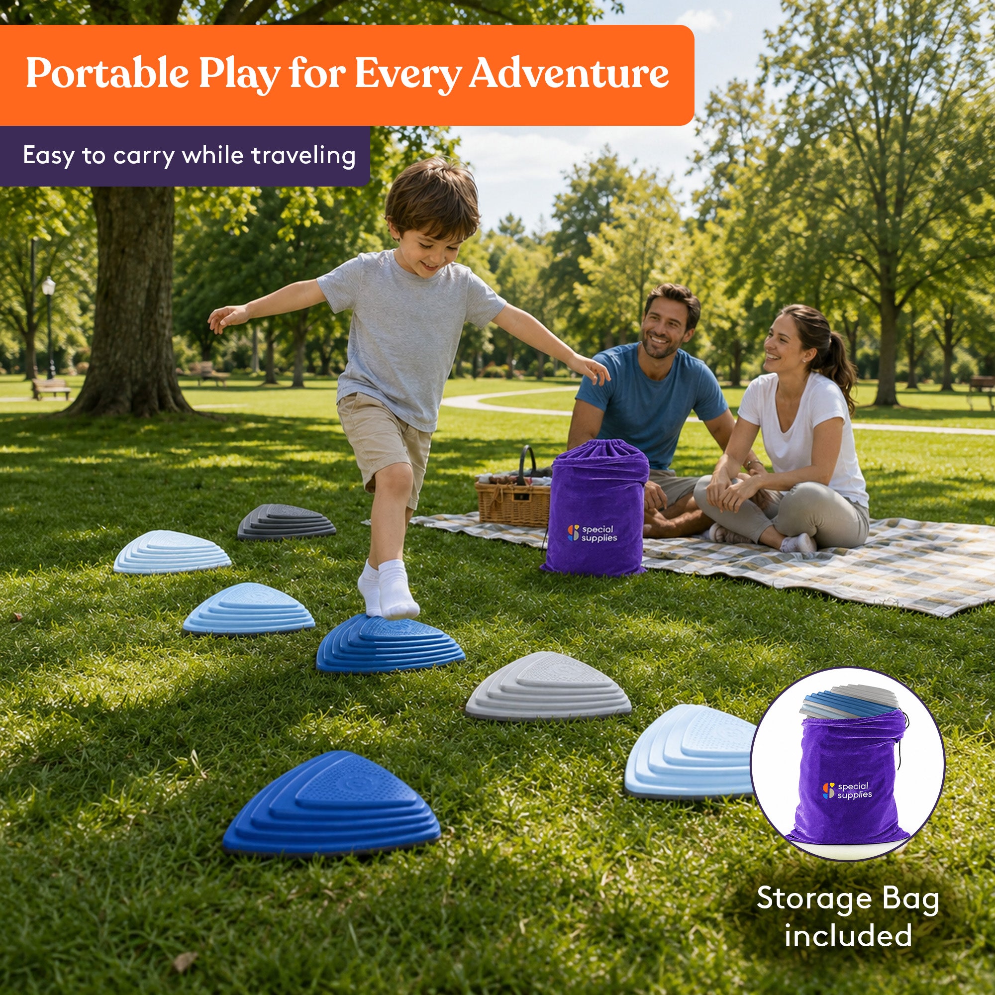 Special Supplies 10 Stepping Stones for Kids Indoor and Outdoor Balance Blocks Promote Coordination, Balance Strength Child Safe Rubber, Non-Slip Edging