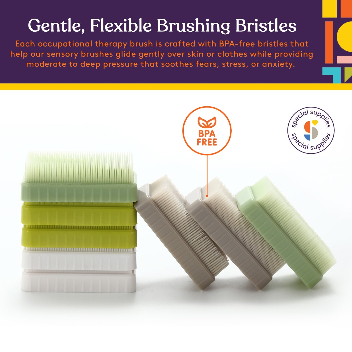 Special Supplies Therapressure Therapy Brush for Occupational and Sensory Brushing - Camo Colors - 8 Pack