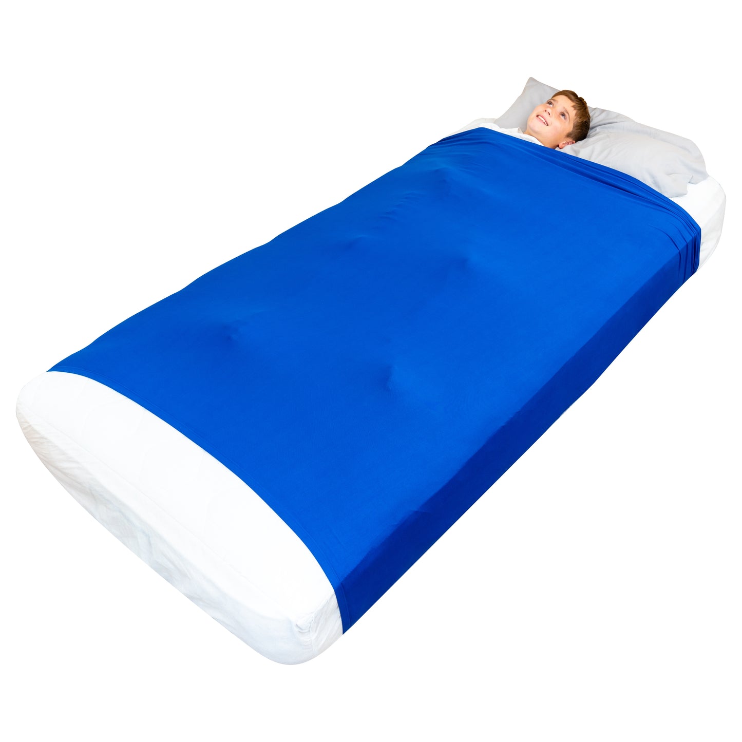 Sensory Bed Sheet for Kids Compression Alternative to Weighted Blankets - Blue