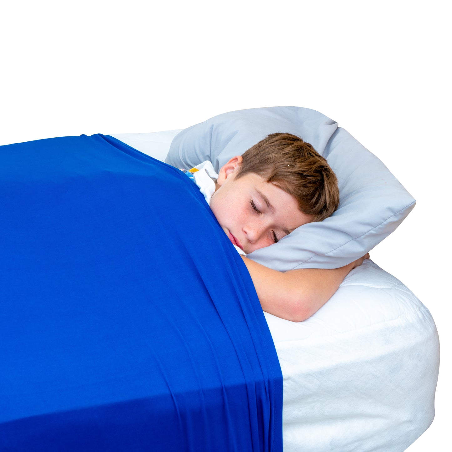 Sensory Bed Sheet for Kids Compression Alternative to Weighted Blankets - Blue