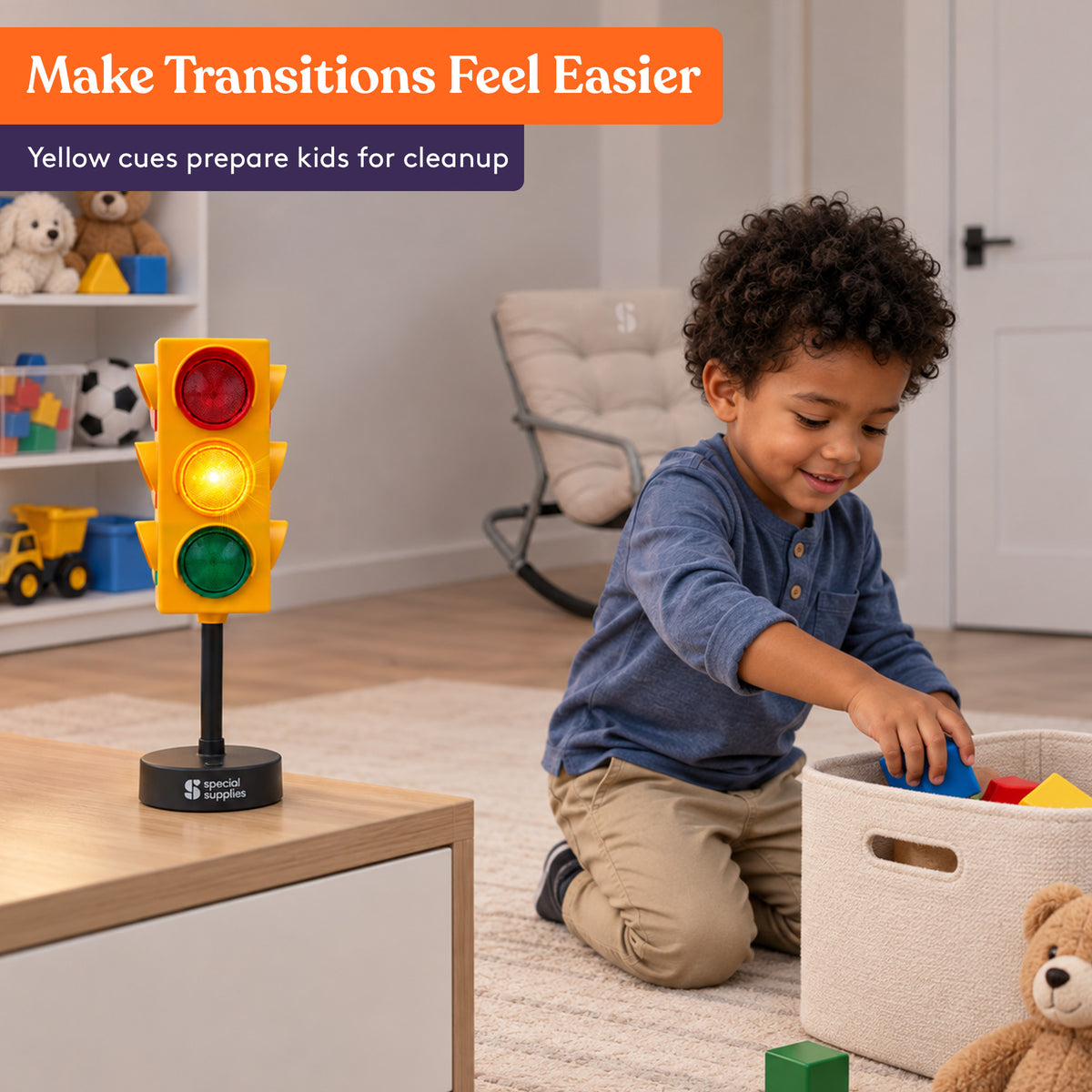 Special Supplies Traffic Light Visual Aid – Educational LED Stoplight with Remote Control, Light and  Flash Modes for Classroom Decor, Sensory Room, School & Home