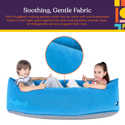 Inflatable HugBoat - Calming Cozy Boat Deep Pressure, Soft Vinyl, Blue 60"