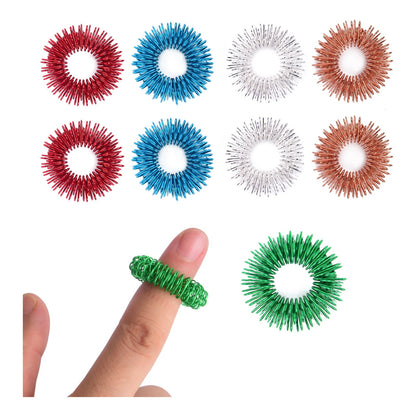 Spiky Sensory Finger Acupressure Ring Set (Pack Of 10) By Special Supplies Cool Hand Fidget Toy For Kids Teens & Adults-Silent Stress Reducer & Massager - Helps With Focus ADHD & Autism