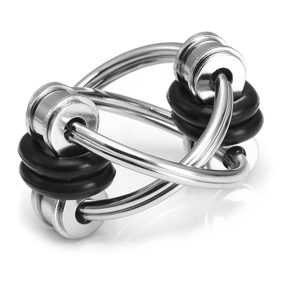 Flippy Chain Fidget 4 Unidades | Juguete Antiestrés De Cadena De Bicicleta En Aleación | Reductor De Ansiedad Y TDAH Para Adultos Y Niños | Colores Negro, Amarillo, Azul Y Rojo | Llavero Infinito Portátil