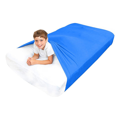 Sensory Bed Sheet for Kids Compression Alternative to Weighted Blankets - Blue