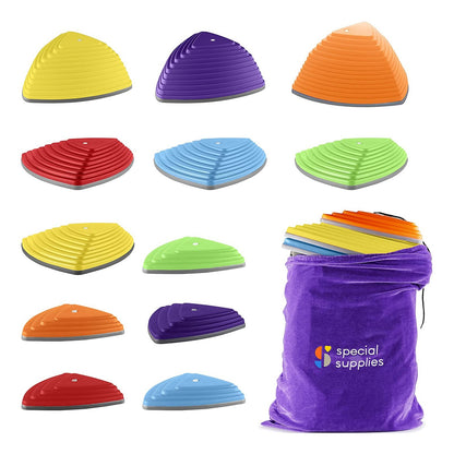 Stepping Balance Stones for Kids in Primary Colors by Special Supplies - 15 Piece Set