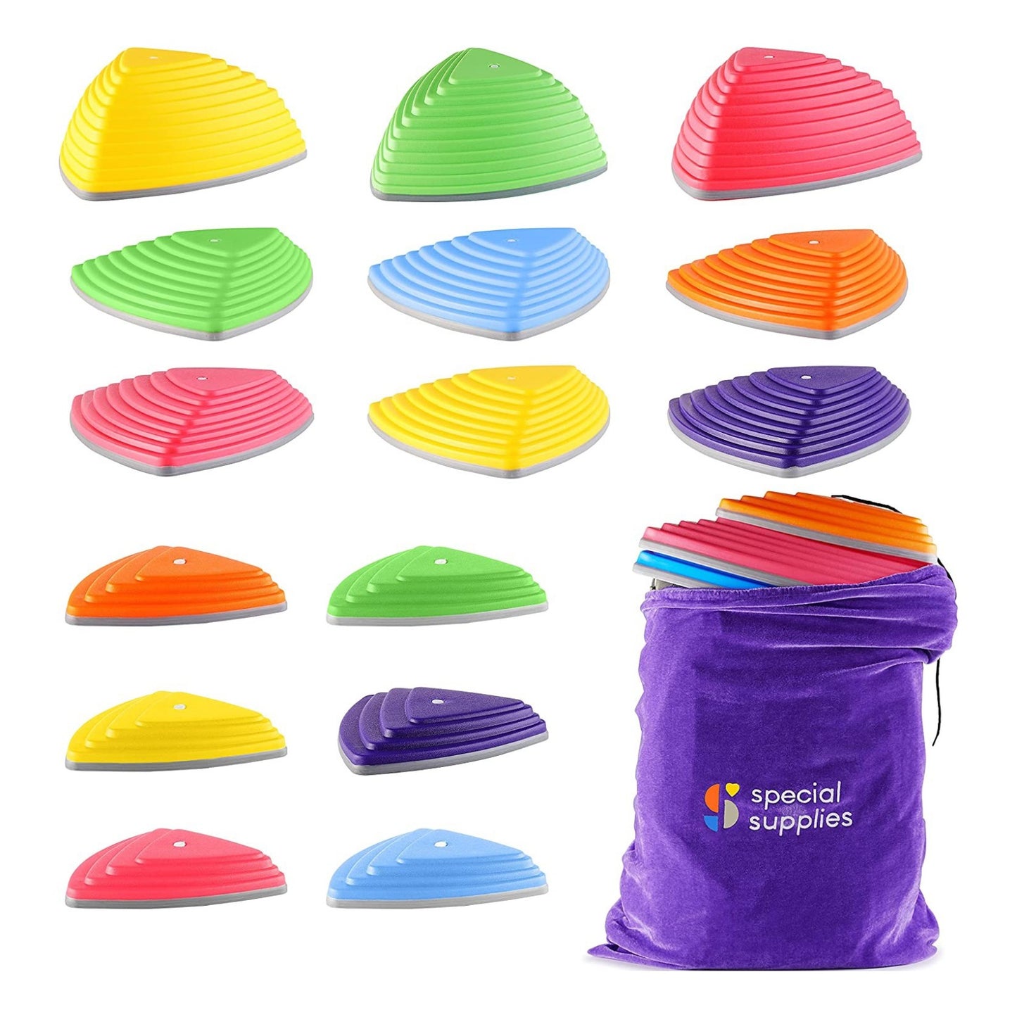 Stepping Balance Stones for Kids in Primary Colors by Special Supplies - 15 Piece Set