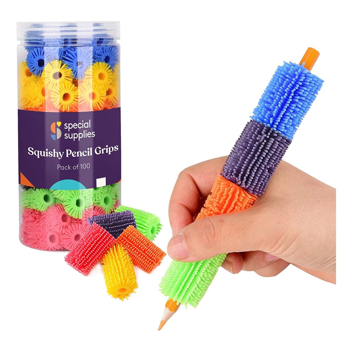 Squishy Pencil Grips for Kids and Adults - Pack of 100