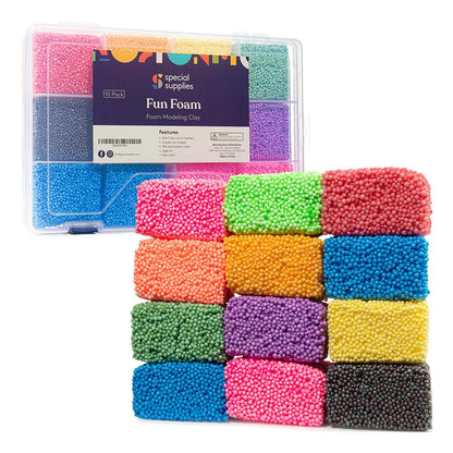 FUN FOAM Modeling Play Beads Play Kit (10 Blocks) - Reusable Container