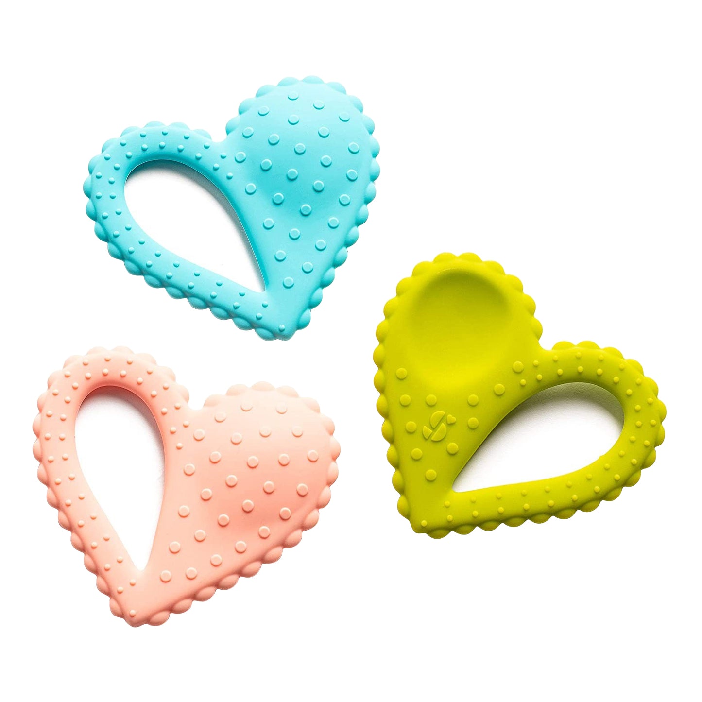 Teether-Heart Spoon 3-Pack - Light Pink, Light Blue, Light Green