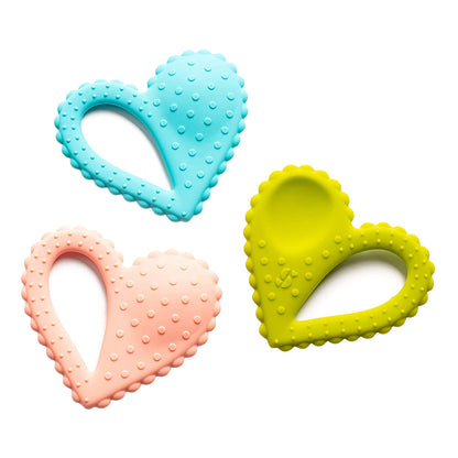 Teether-Heart Spoon 3-Pack - Light Pink, Light Blue, Light Green