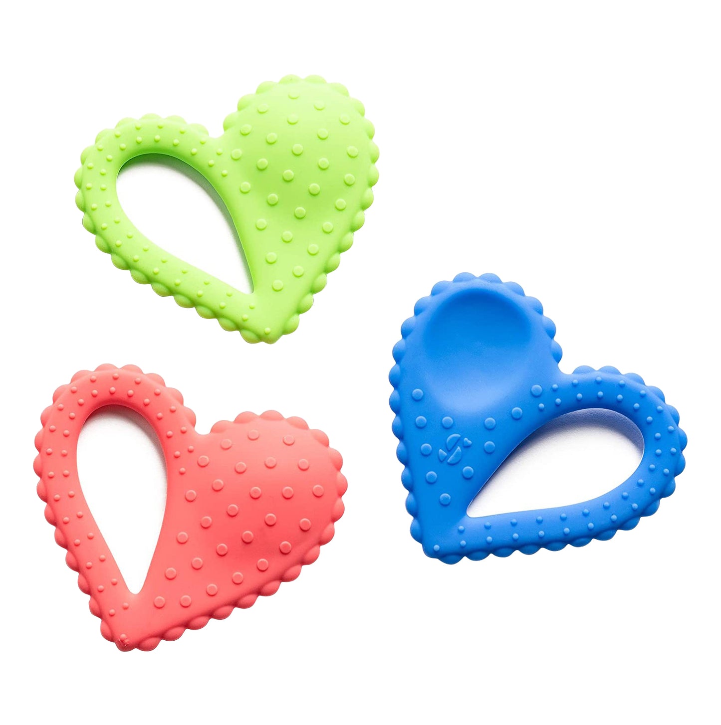 Teether-Heart Spoon 3-Pack- Pink, Blue, Green