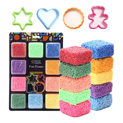 Special Supplies Fun Foam Modeling Foam Beads Play Kit, 10 Blocks Children’s Educational Clay for Arts Crafts Kindergarten, Preschool Kids Toys Develop Creativity, Motor Skills, Shapes Included